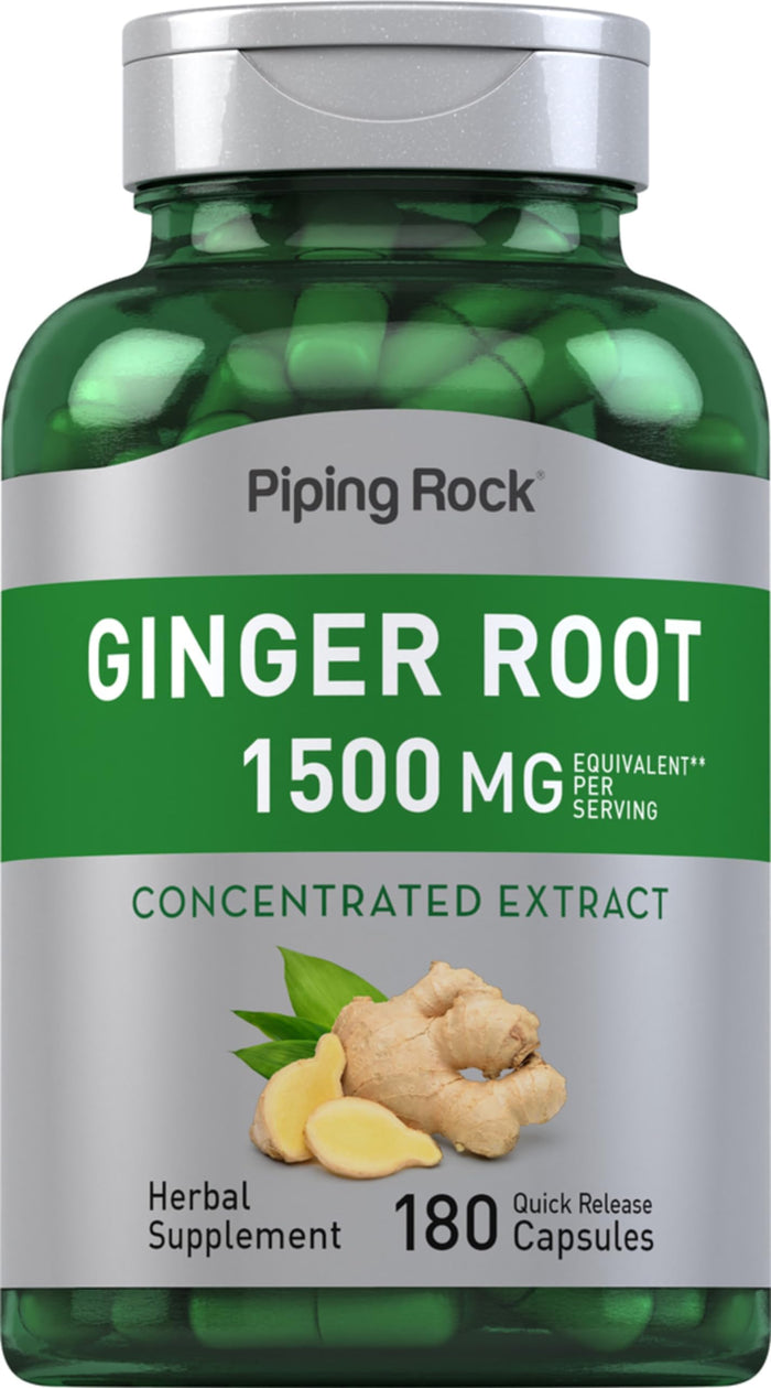 Piping Rock Ginger Root Capsules - 1500 mg, 180 Count | Non-GMO, Gluten Free