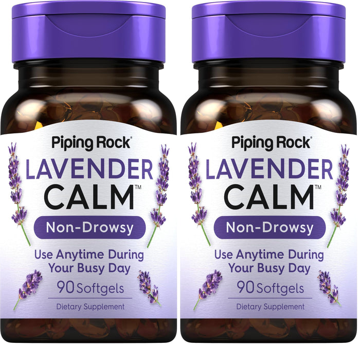 Piping Rock Lavender Calm Pills 80mg – 90 Softgels (Pack of 2) – Non-GMO, Gluten Free