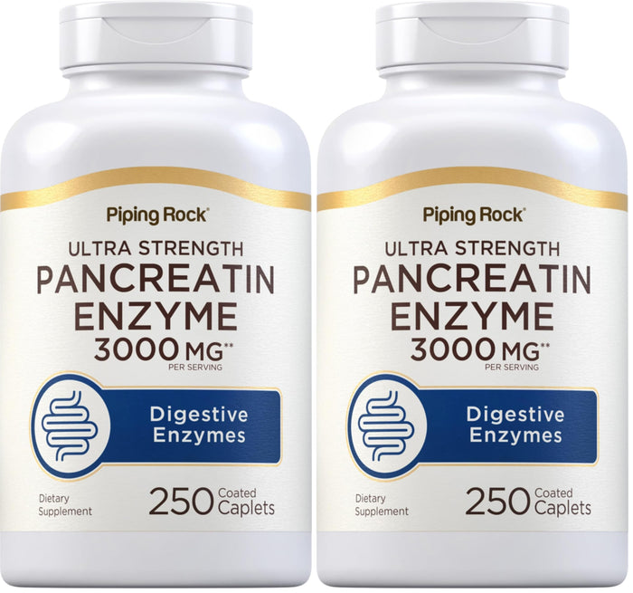 Piping Rock Pancreatin Digestive Enzymes – Ultra Strength 3000mg | Pack of 2 | Non-GMO, Gluten Free