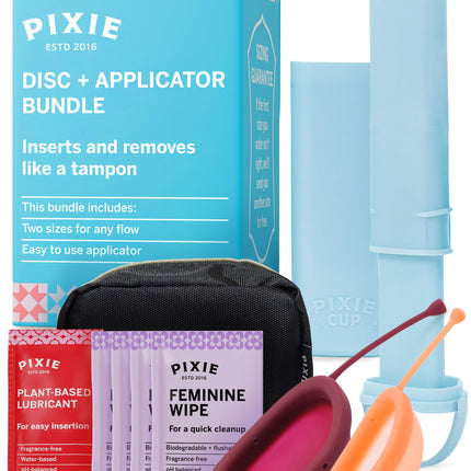 Pixie Cup Pixie 2 Menstrual Discs & Applicator Bundle – Medical-Grade Silicone, Reusable, 5 & 7 Tampon Capacity