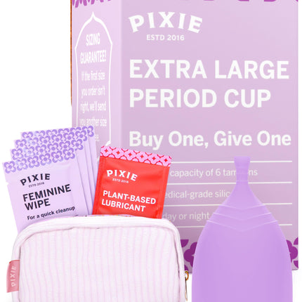 Pixie Cup - Soft, Safe, Reusable Menstrual Cup | 100% Medical-Grade Silicone | Buy One, Give One (XL)