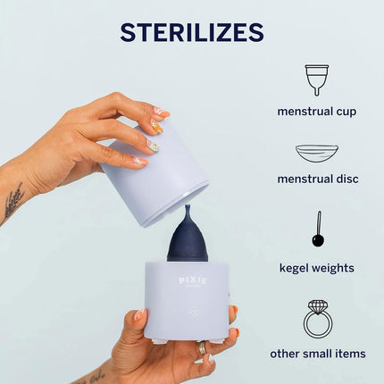 Pixie Cup Sterilizer 2.0 – 3-Minute Steam, 99% Germ Reduction, Sensor Button