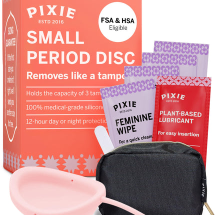Pixie Menstrual Disc — 100% Medical-Grade Silicone, 12-Hour Wear, 3-Tampon Capacity