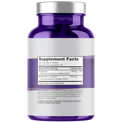 PLANT.O NUTRITION Glucosamine Sulfate with Potassium – Joint Support Supplement (120 Tablets)