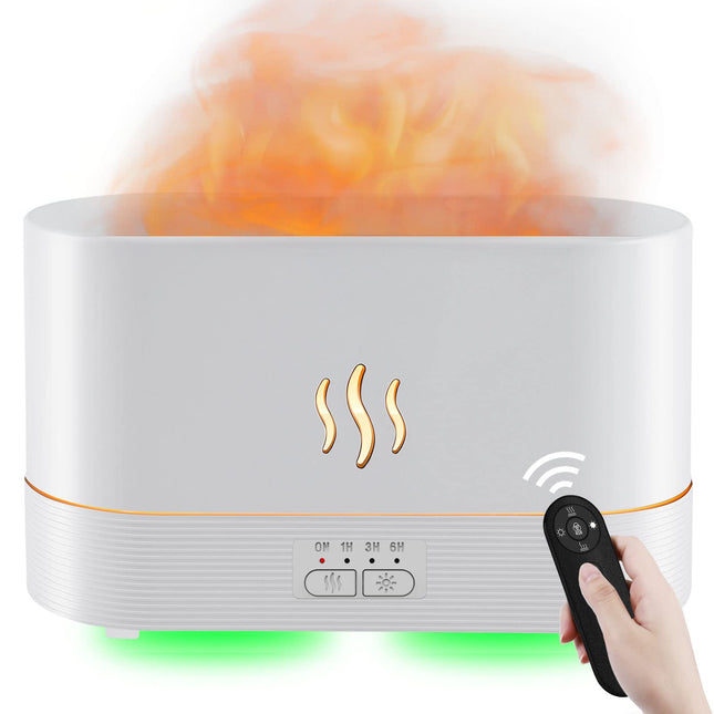 PLUWEL Flame Diffuser 300ML - Large Room Aroma Diffuser with RGB Light & Remote