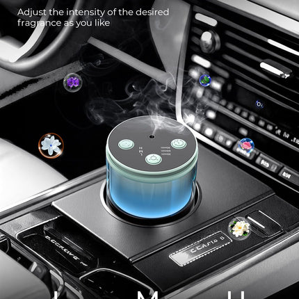 Pmsusoow Waterless Essential Oil Diffuser – Mini Battery Scent Diffuser, 9 LED Colors
