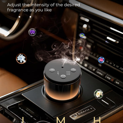 Pmsusoow Waterless Diffuser – Battery Mini Scent Diffuser with 8-Color LED (Deep Black)