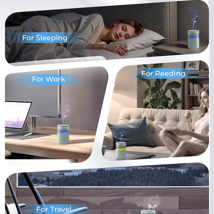 Pmsusoow Waterless Essential Oil Diffuser – Mini Battery Scent Diffuser, 9 LED Colors