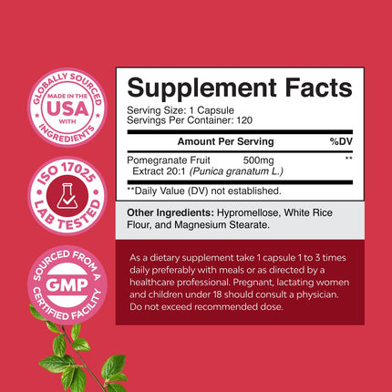 Pomegranate Antioxidant Supplement by Reds – Heart Health & Joint Support (120ct)