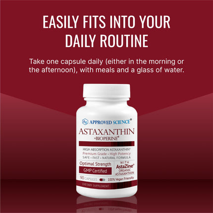 Approved Science Astaxanthin 12 mg - Extra Strength Antioxidant | 180 Vegan Capsules