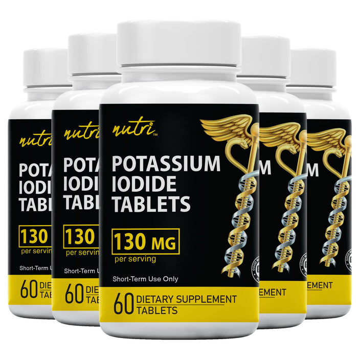 Nature's Fusions Potassium Iodide Tablets 130 mg – 300-Count (5x60) – Emergency Prep KI Pills