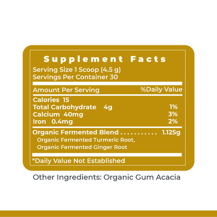 Premier Fermented Turmeric & Ginger Powder — Probiotic Delivery, Active Curcuminoids