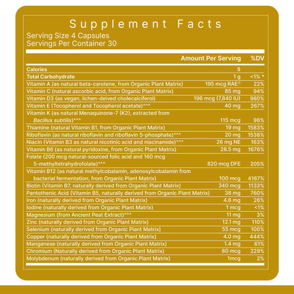 Premier Research Labs Multi-Vitamin – Immune, Brain & Heart Support | Vegan, Gluten & Soy Free | 120 Capsules