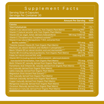 Premier Research Labs Multi-Vitamin – Immune, Brain & Heart Support | Vegan, Gluten & Soy Free | 120 Capsules