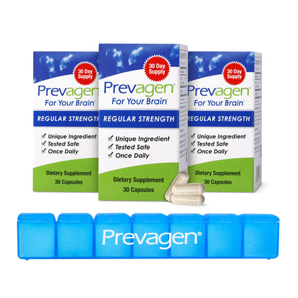 Prevagen Regular Strength - 90 Capsules (3 Month Supply) | Apoaequorin + Vitamin D3 | 7-Day Pill Minder