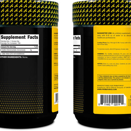 Primaforce Micronized Creatine Monohydrate Powder 500 g (1.1 lb)