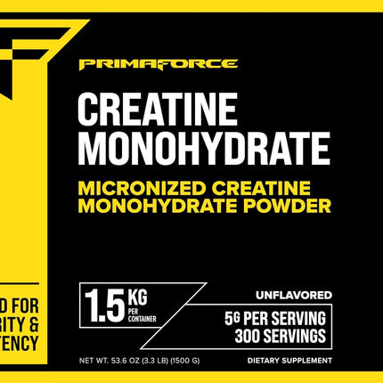 Primaforce Creatine Monohydrate 1.5 KG – Micronized Powder (300 Servings)