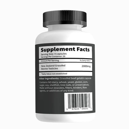 Primal Being Grassfed Beef Testes Capsules – NZ Sourced, 2,000 mg per Serving, 120 Capsules