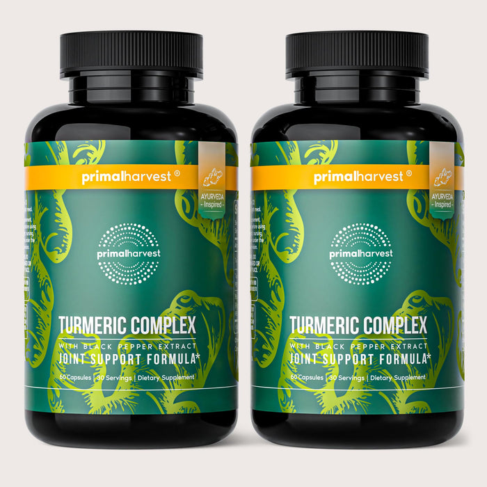 Primal Harvest 2-Pack Turmeric Complex with Black Pepper - Joint & Mobility Support, 120 Capsules