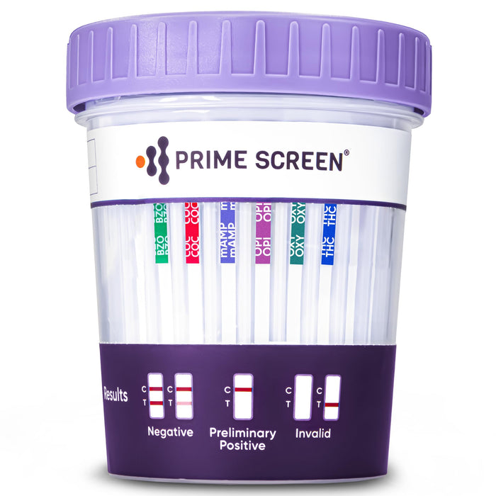 [5 Pack] Prime Screen 6-Panel Urine Test Cup - CLIA Waived - BZO COC mAMP OPI OXY THC - C-CUP-TDOA-564
