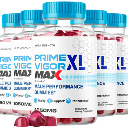 Prime Vigor XL Max Gummies (5 Pack) for Men | 5 Months Supply