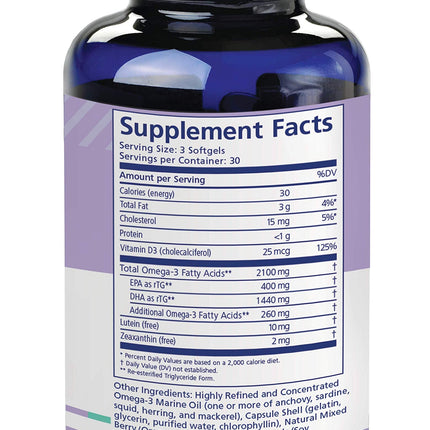 PRN numaqula Omega-3 90 Softgels – DHA 1400mg, EPA 400mg, Lutein & Zeaxanthin
