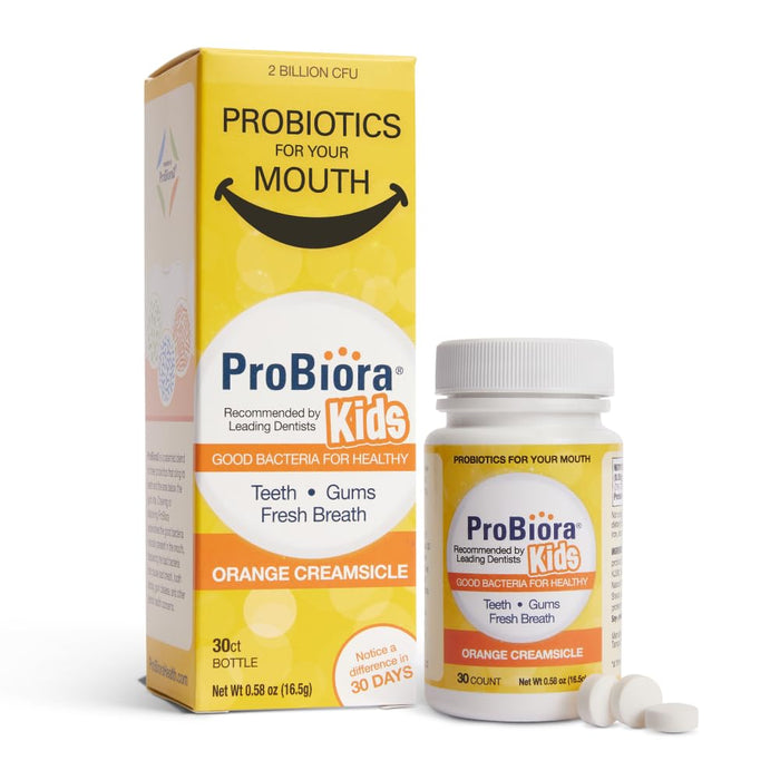 ProBiora Kids Oral-Care Chewable Probiotic Tablets – 30 Count (Orange) | Probiotic Supplement for Kids