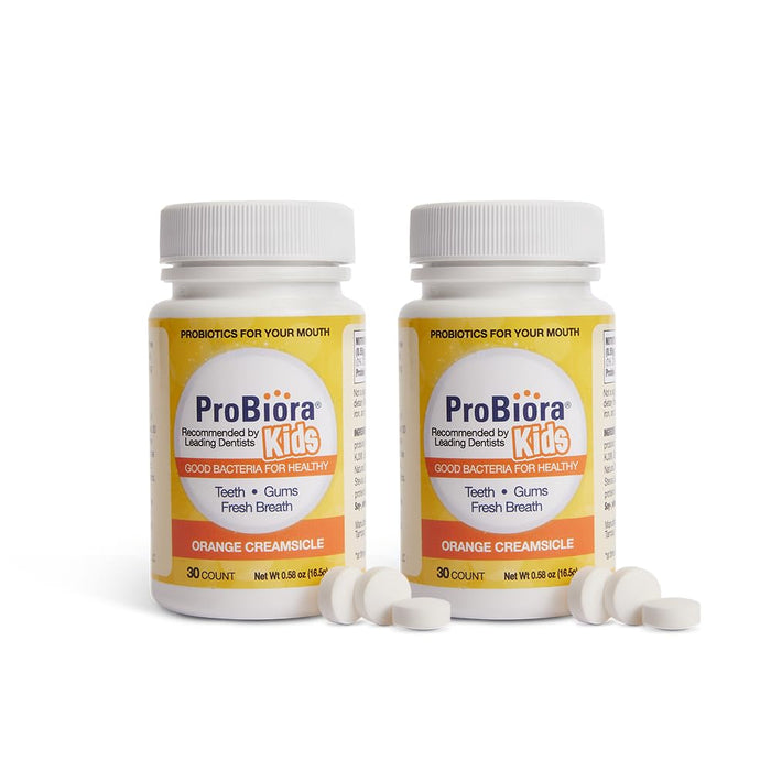 ProBiora Kids Oral-Care Probiotic Tablets - 60 Count (Pack of 2) - Orange Flavor