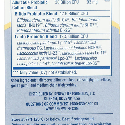 PROBIOTIC 30B UF | Renew Life Ultimate Flora 50+ Probiotic, 60 Ct