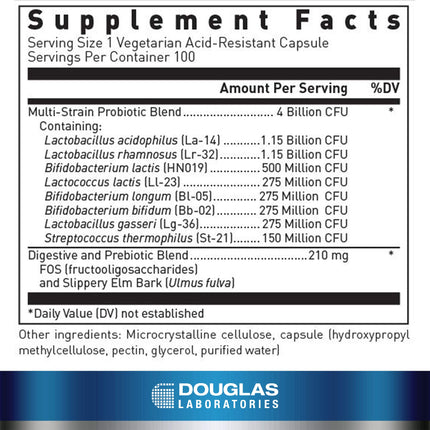 Douglas Laboratories Multi-Probiotic 4 Billion | Immune & GI Health | 100 Capsules