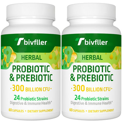 Tbivfller Probiotics for Women & Men — 300B CFU, 24 Strains, 15 Organic Herbs, 4 Month Supply