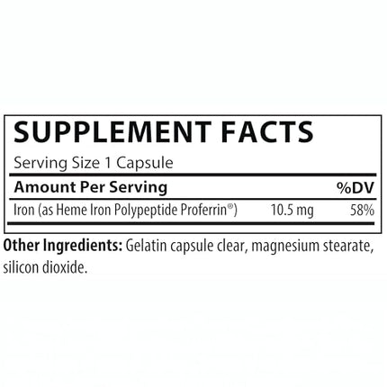 Proferrin Clear Heme Iron Supplement, 90 Capsules – Superior Absorption, Easy on the Gut, Made in USA