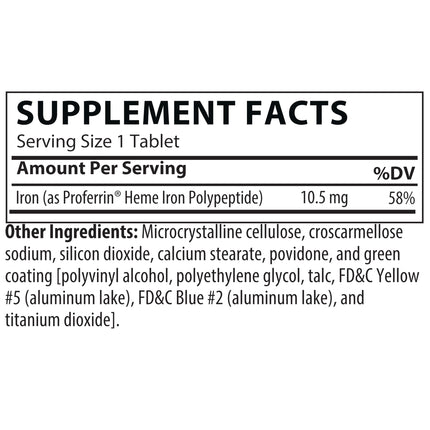 Proferrin ES — 10.5 mg Heme Iron Polypeptide, USA Made, 90 Tablets, Easy on the Gut