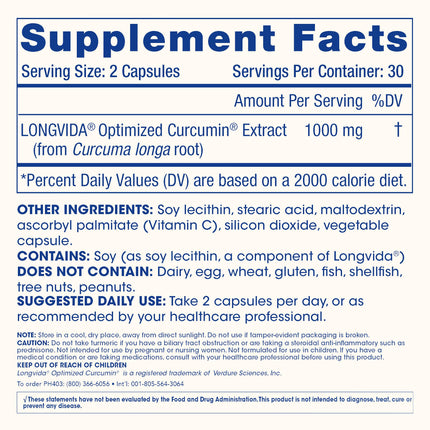 ProHealth Turmeric Curcumin with Longvida — 285x More Bioavailable, 1000 mg/Serving, 2-Pack