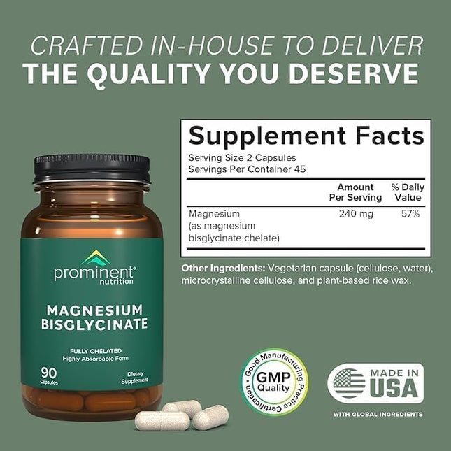 Prominent Nutrition Magnesium Bisglycinate Capsules – Brain Health, 240 mg, 2 Pack