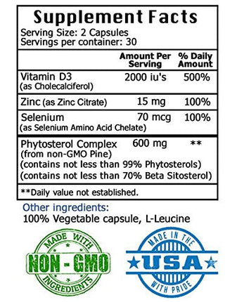 Prostate Miracle Advanced Formula – 1 Pack – 600 mg Beta-Sitosterol (Pine) – Soy-Free