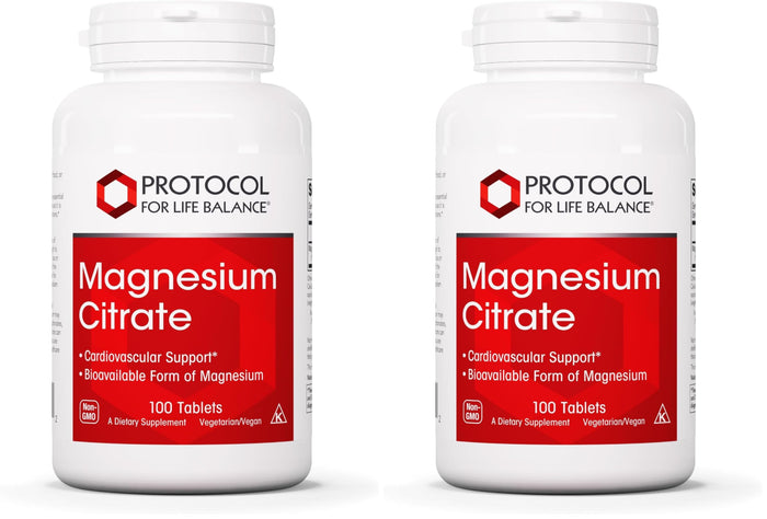 Magnesium Citrate 400mg – Heart Health & Bone Support | Protocol for Life Balance | Vegan, Kosher & Halal | 100 Tabs (Pack of 2)