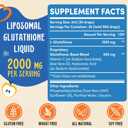 Prunucis 2000MG Liposomal Glutathione Liquid – 98% Absorption | Vegan