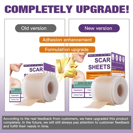 Psecici Silicone Scar Sheets & Tape – Medical-Grade, Reusable Scar Strips (1.6 x 59 in Roll)