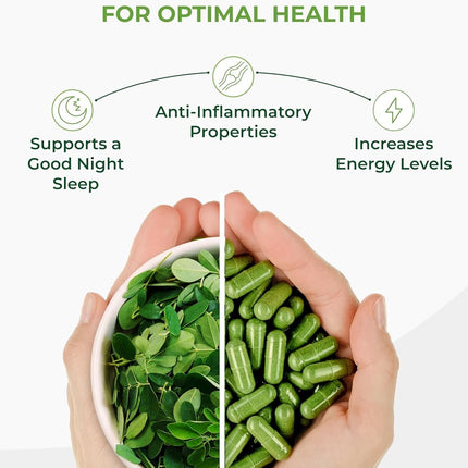 PURA VIDA MORINGA Capsules — Single Origin Organic Moringa Powder, 120 Count (500 mg) — Pack of 2