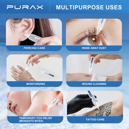 PURAX Saline Solution 0.9% | Isotonic Nasal Cleanse, Eye Care & Wound Cleansing (56 x 5ml)