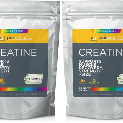 Purbolics Creapure Creatine Monohydrate Micronized 5 g – Rainbow Candy, 50 Servings per Pack (Pack of 2) | Elevate Workout Performance