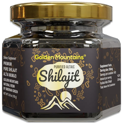 Siberian Green Pure Shilajit Resin – Altai Golden Mountains 100g with Measuring Spoon