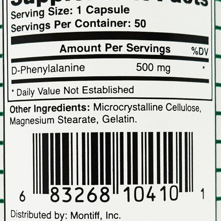 Pure D-Phenyl Relief 500 mg - 50 Capsules by Montiff