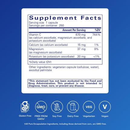 Pure Encapsulations Buffered Ascorbic Acid Capsules — Gentle Vitamin C