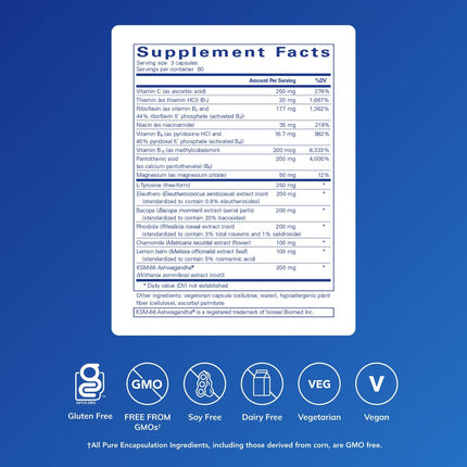 Pure Encapsulations Daily Stress Formula - Relaxation & Cognitive Support, 180 Capsules
