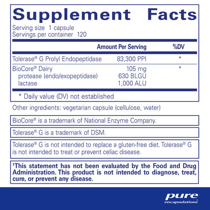 Pure Encapsulations Gluten/Dairy Digest | Enzyme Blend for Gluten & Dairy Digestion | 120 Capsules