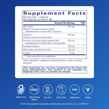 Pure Encapsulations LVR Formula | Hypoallergenic Liver Support with NAC & Antioxidants | 60 Capsules