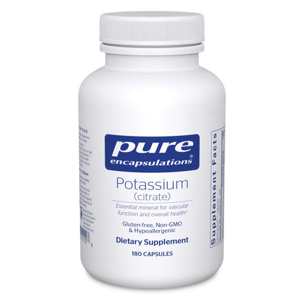 Pure Encapsulations Potassium (Citrate) – Essential Electrolyte for Nerve, Heart & Energy | 180 Capsules