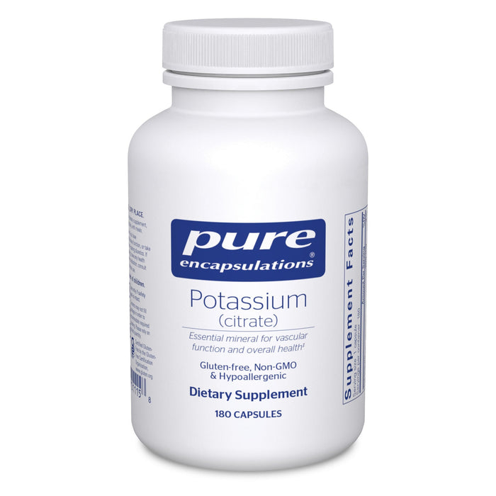 Pure Encapsulations Potassium (Citrate) – Essential Electrolyte for Nerve, Heart & Energy | 180 Capsules